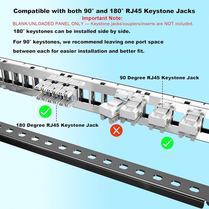 Jadaol 19” 1U Shielded Blank Patch Panel, 24-Port Rack Mount Keystone Panel for Cat6/Cat6a, HDMI, Coax, Fiber & Audio – Metal Frame (No Keystone Jacks Included) - Image 4